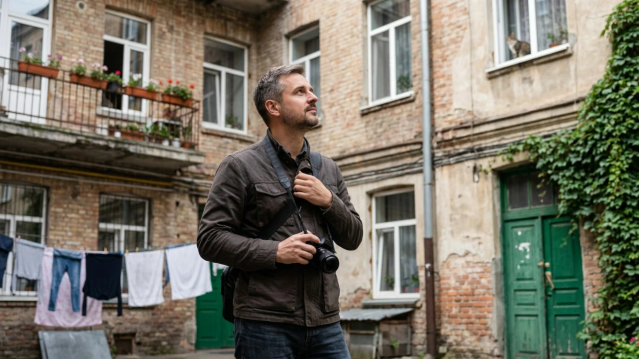 Сергей Васильчук: двор с аркой и тополем - история любимого места серии о Киеве 2 Сергей Васильчук - фотограф из Киева снимает двор с бельём и кошкой на подоконнике