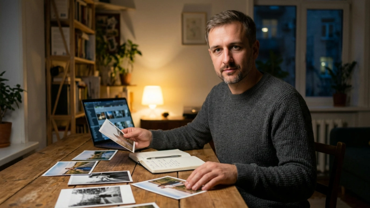Сергей Васильчук - фотограф из Киева разбирает свои кадры после съёмки